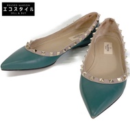 二手 Valentino Rockstud 尖頭平底鞋，尺寸 37 1/2