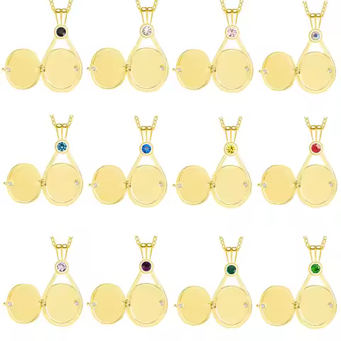 Gold-Color H2o Shell Pendant Necklace Classic Just Add Water Series Inlay 3 Colors Crystal Open Cove