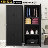KENZZO Elegant 4-Door Wooden Wardrobe with Multi-Compartment Storage and Durable Construction