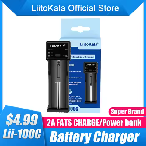 LiitoKala Lii-100C 21700 Battery Charger For 18650 18350 26650 16340 RCR123 14500 3.7V 1.2V Ni-MH Ni
