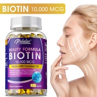 Pslalae Biotin na may Coconut Oil para sa Paglago ng Buhok, Balat at Kuko, 120 Capsules