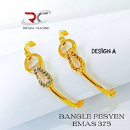 GELANG FESYEN 1C 2C EMAS TULEN 375 BANGLE FESYEN EMAS 375 BANGLE BELT EMAS CROME BANGLE FULL EMAS