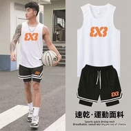 American Style 3X3 North Carolina Blue Vest Fake Two-Piece Shorts Suit Summer Quick-Drying Basketbal
