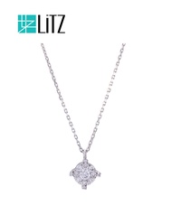 [ Free Necklace ] LITZ 18K White Gold Diamond Key Pendant YF-XT725 (2.44g+/-)