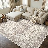 Washable Area Rug 7x9, Rugs for Living Room Vintage Carpet Farmhouse 7x9 Rugs for Bedroom Dining Roo