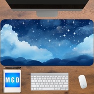 Cute Kawaii Desk Mat, Anime Desk Mat, Blue Desk Mat, Pastel Mousepad, Blue Night Sky Desk Mat, Kawai Desk Accessories, Cloud Desk Mat