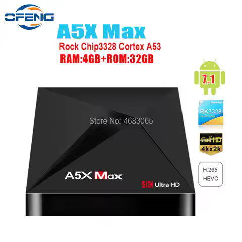 A5X Max-RK3318 Rockchip TV Box Android 9.0 4GB, 32GB 2.4G, WiFi, 1000M LAN HD2.0, USB 3.0, 4K, VP9 H