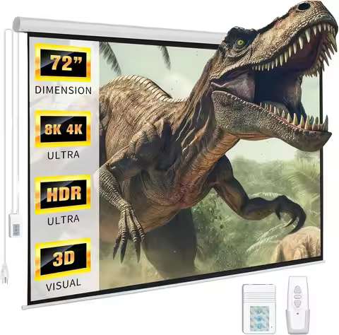 72 Inch Electric Projector Screen with Remote, Automatic Drop Down Motorized for 4K 3D HD Movies