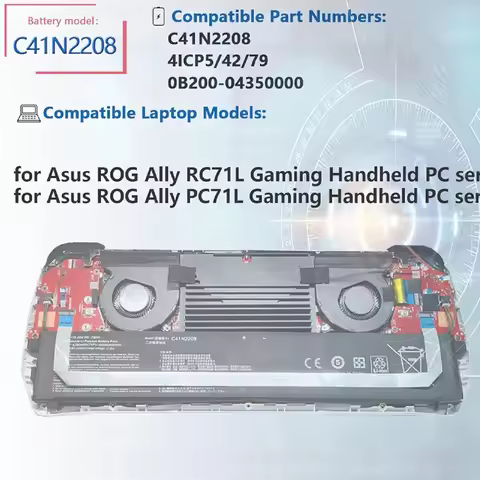 New C41N2208 74Wh Battery For ASUS ROG Ally Gaming Handheld Series PC71L RC71L With Free Tools 15.48