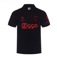 เสื้อยืดคอโปโลผ้าฝ้ายแท้สำหรับเล่นฟุตบอล Ajax Amsterdam สำหรับผู้ชายและผู้หญิง แขนสั้น ทรงหลวม ฤดูร้