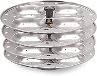 Generic Idli Stand Stainless Steel 4 Plate 16 Idlis Steam Cooker/Dhokla Maker/Momos Maker/Khakhra Maker