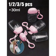 Transparent Empty Bottle Hand Sanitizer, Travel, Bracket Hook Key Chain, White Flip Cover, Reusable 