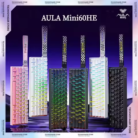 AULA Mini60HE Magnetic Switch Mechanical Keyboards 8000Hz 0.01mmRT RGB Wireless Tri-Mode Custom Gami