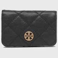 TORY BURCH 菱格紋皮格拉鍊中夾 黑