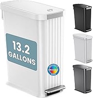 iTouchless SoftStep 13.2 Gallon Step Pedal Plastic White Kitchen Trash Can with Odor Filter, Durable