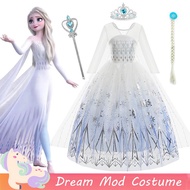 Elsa Dress Frozen Christmas Outfits For Baby Girl Long Sleeve White Gown For Kids with Mesh Cloak Halloween Party Full Set