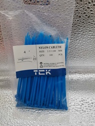 เคเบิ้ลไทร์ 4นิ้ว 2.5mm*100mmสายรัดพลาสติก cabletie สีฟ้าสีชมพูสีเขียวส้มสีแดง ถุงละ100เส้น