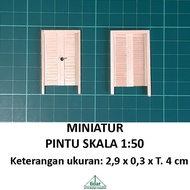 Miniatur Maket Pintu Kayu 2 (Dua) Daun Skala 1:50