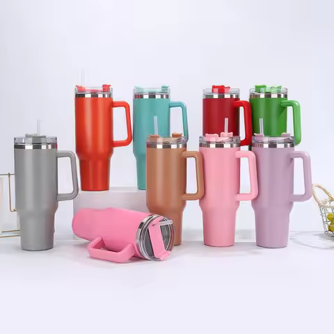304 Stainless Steel Insulated Customizable Thermos Object 1.2L Colorful Handle Straw Tumbler Persona
