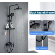 Rainfall Shower System 3 Function Black Round shower head Bathroom Shower Set