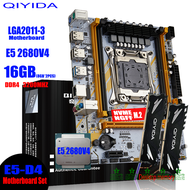 Kkde ชุด LGA2011-3 Qiyida X99โมเดอร์บอร์ด Xeon E5 2680 V4เครื่องประมวลผลซีพียู16Gb = 2*8Gb Ddr4 Reg Ecc Ram Geheugennaam M.2 Sata3.0 M-ATX