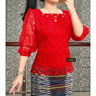 PIPO Atasan Blouse Brokat kebaya BLUS SEMI RENDA KEKINIAN