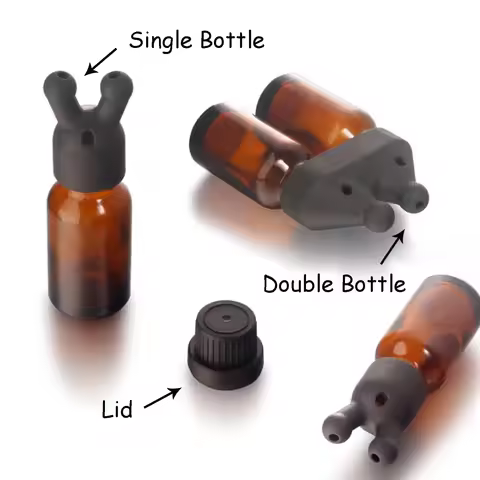 Essential Oil and Perfume Inhaler in Separate Bottles Leakproof Aroma Essential Oil Lnhaler Cap Blac