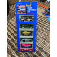 Hot Wheels 25th Silver Anniversary Ford 5 Gift Pack Classic Cobra, 32 Ford Delivery, Fat Fendered, 6