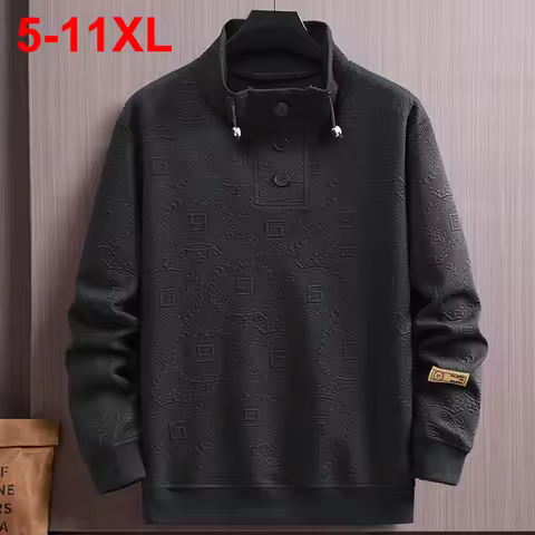 11XL 10XL Plus Size Men Sweatshirts Men Loose Black Hoodies Spring Autumn Casual Pullover Tracksuit 