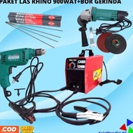 ready.!! Paket Mesin Las 900watt RHINO + Gerinda Mailtank + Bor