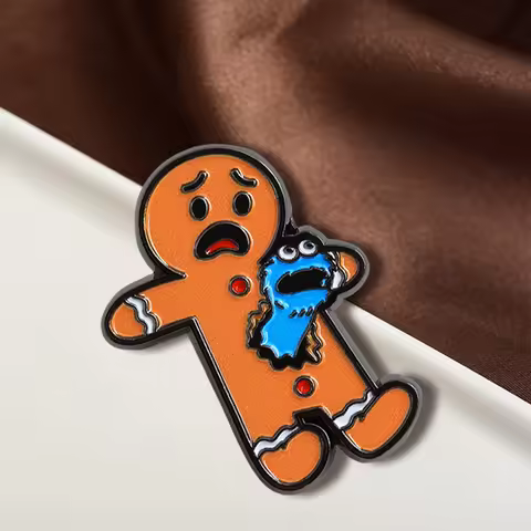 Kawaii Gingerbread Man Cookie Monster Brooch Funny Creativity Shaped Badges Cartoon Anime Peripheral