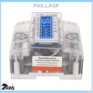 FKILLA0FSB Three Phase Energy Meter, Backlit LCD Display 10 to 100A DIN Rail Energy Meter, Durable 5
