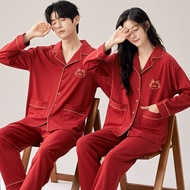 100% Cotton Couples Pajamas for Women Long Sleeves New Spring/autumn Plaids Mens Loungewear Set