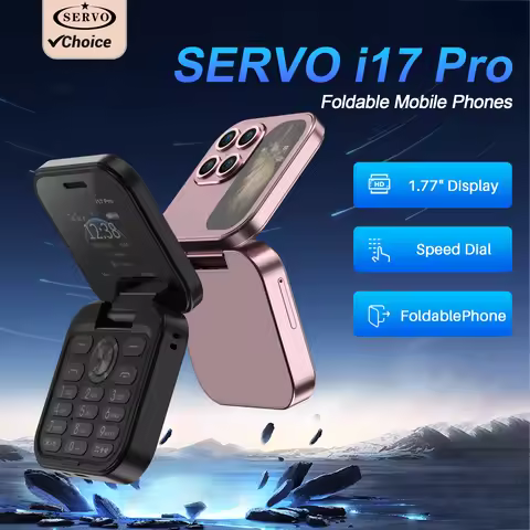 SERVO i17 Pro Mini Flip Mobile Phones 1.77" HD Display 2G Speed Dial Call Recording Video Player Bla