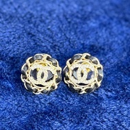 Chanel 香奈兒皮穿鏈雙C耳環 皮穿雙C耳釘