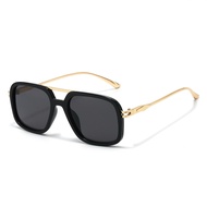 Unisex Metal Square Sunglasses Uv400 Tinted Lens Double Beam Temple Street Travel