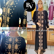 TERBARU GAMIS ABAYA HITAM BORDIR MOTIF PINTO ACEH 005 / GAMIS HITAM MUSLIM / ABAYA TURKI MOTIF ACEH