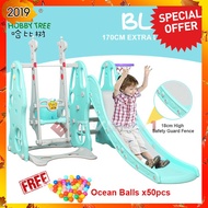 HOBBY TREE Home Indoor Mini Playground Playset 3 in 1 Swing And Kids Slide