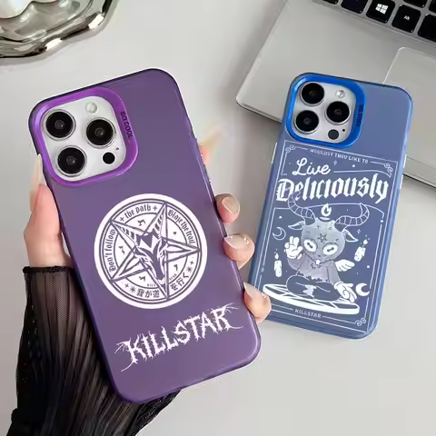 Gothic Fashion Brand K-Killstar Phone Case Holographic Color Silver Phone Case For iPhone17 16 15 14