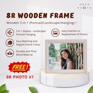 【Mach Photo】8R N-Shaped Wooden Photo Frame White Wash Landscape Portrait Hanging Free 8R Matte Photo