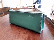 真皮 牛皮 拉鍊式鉛筆盒 筆袋 化妝包 可客製顏色 免費打印英文字