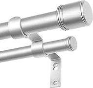 Double Curtain Rod 66 to 120 Inch, HOTOZON 1 Inch Heavy Duty Double Curtain Rods for Windows 54 to 1