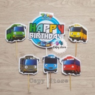 Cake Topper Happy Birthday / Cake Topper Tayo / Hiasan Kue BUS TAYO