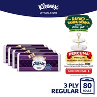 [VB only] Kleenex Bath Tissue Toilet Tissue Paper Clean Care Regular 3 Ply - (4 packs x 20 rolls)