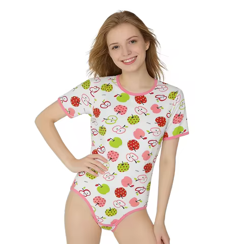 Red apple printing bodysuit/adult onesie/adult baby romper/abdl clothes