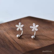 Flower Light Luxury Diamond-Studded U-Shaped Female Earrings Cap Screw Pattern Korean Version Screwi