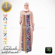 Gamis Tenun Kombinasi Dress Muslim Wanita Motif Bunga