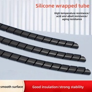 Black Silicone Wrapped Tube, Silicone Spiral Tube, Wrapping Tube, Fiber Optic Tube, Threading Tube, 