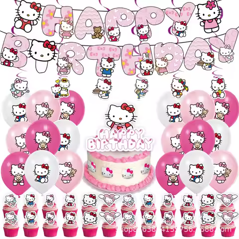 Hello Kitty Theme Birthday Scene Decoration Party Decoration Balloon Banner Set