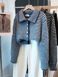 JIANDIYA | Striped Crewneck Sweater Jacket Knitwear